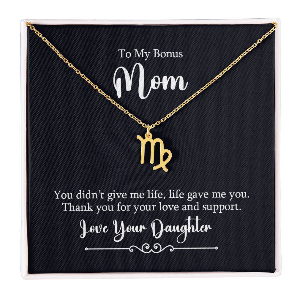 To My Bonus Mom Life Gave Me You Virgo  Zodiac Necklace Gold Tone Standard Box